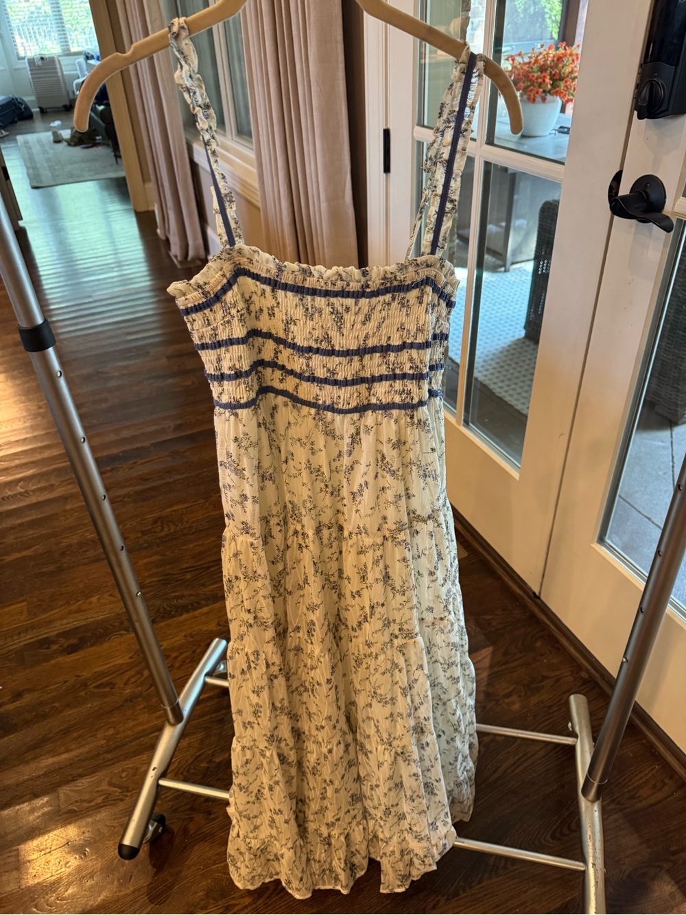 Storia Cream Sundress with Blue Floral Print